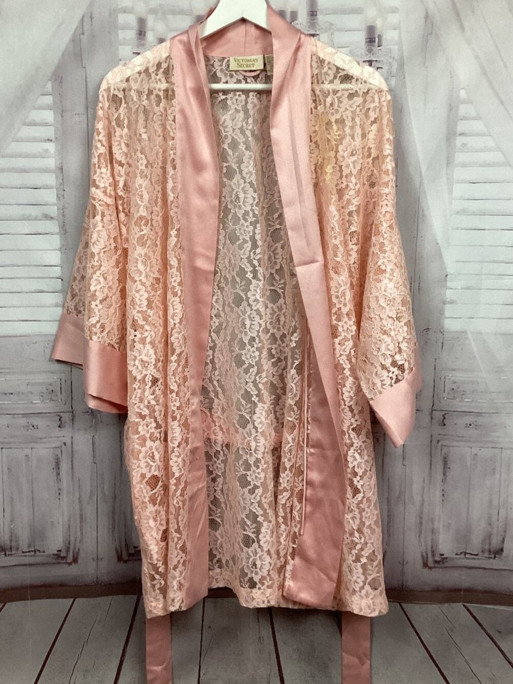 Victoria's Secret Pink Lace Short Robe Vintage Gold Label O/S